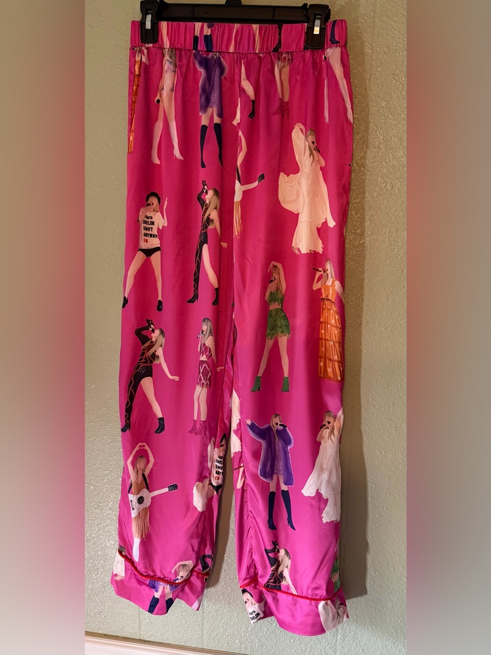 Hot Pink Taylor Swift Design Print Pajamas Pants